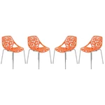 Leisuremod Modern Asbury Dining Side Chair With Chromed Legs Orange Set Of 4 New. Price: $248.99.