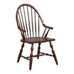 Sunset Trading Andrews 18" Windsor Wood Dining Chair With Arms Chestnut Brown New. Price: $366.31.