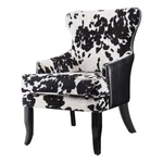 Pemberly Row Farmhouse Microfiber Cowhide Print Accent Chair Black / White New. Price: $398.11.