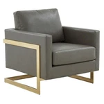 Leisuremod Lincoln Leather Accent Arm Chair With Gold Frame Gray New. Price: $682.37.