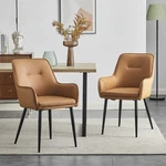 2X Dining Chairs Faux Leather Seat Kitchen Metal Legs Room Modern New. Price: $185.99.