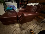 Softline Large Brown Italian Leather Club Chair And Ottoman Used. Price: $805.50.