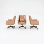 1960S Stow Davis Office Desk Chairs In Tan Leather W/ Bronze Bases 3X Available Used. Price: $1500.00.