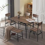 Ktaxon 6-PIECE Modern Dining Set Table, 4 Chairs & Bench, Natural Wood Finish New. Price: $289.99.