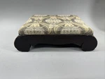 Antique Footstool Brown Wood Printed Fabric Cover Ottoman Bench Empire Used. Price: $75.19.