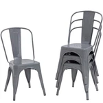 Fdw Stackable Dining Chairs Set Of 4 330LBS Capacity Grey Metal New. Price: $179.99.