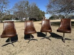 Set Of 4 Vintage Chromcraft "66 Chromantic" Swivel Bucket Chairs Walnut Bases Used. Price: $700.00.