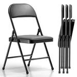 Nazhura 4 Folding Chairs With Padded Cushion And Back, Pack, Black New. Price: $118.99.