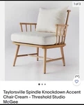 Taylorsville Spindle Knockdown Accent Chair Cream - Threshold Studio Mcgee New. Price: $150.00.