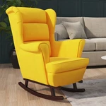 Rocking Chair Wingback Yellow Velvet And Solid Wood New. Price: $302.82.