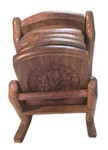 Vintage Hand Carved Wooden Rocking Chair W/6 Coaster Set Grannys Country Cottage Used. Price: $19.80.