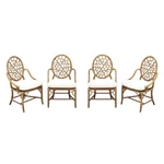 Set Of 4 Iconic Genuine Mcguire Rattan Cracked Ice Dining Arm Chairs Cane Seats Used. Price: $5000.00.