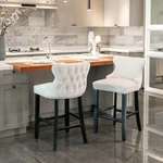 26.7" Set Of Barstools Kitchen Chairs Velvet Upholstered Beige Wooden Legs New. Price: $157.06.