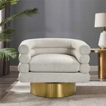 Modern Boucle Fabric Swivel Accent Chair, Unique Barrel Back, Soft Padded, Cream New. Price: $675.00.