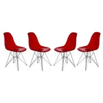 Leisuremod Cresco Modern Eiffel Base Dining Side Chair Red Set Of 4 New. Price: $367.13.