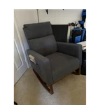 Yale Technologies Corp. Gray Upholstered Rocking Chair Wood Frame Modern Used. Price: $45.00.