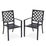 Aoodor 2PCS Patio Dining Chairs Stackable Metal High Back Set Black New. Price: $84.99.
