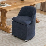 058-SET Of 2 Chenille Fabric Dining Chairs With Universal Wheels,blue New. Price: $236.30.