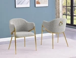 Best Quality Furniture Rich Gray Teddy Boucle Fabric Side Chairs With Chrome New. Price: $434.62.
