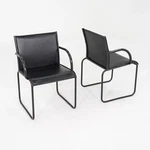 1980S Pair Of Richard Schultz For Knoll 1407 Dining Arm Chairs Black Leather Used. Price: $2500.00.