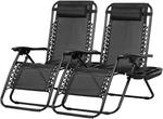 Set Of 2 Relaxing Recliners Adjustable Zero Gravity Lounge Chairs Black New. Price: $197.99.