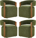 Stylish Green Upholstered Dining Chairs On Casters - Set Of 4 New. Price: $1330.99.