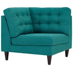 Modway Empress Upholstered Fabric Corner Sofa In Teal New. Price: $444.51.