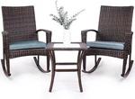 3X Wicker Rocking Chair W/cushion Outdoor Patio Rattan Furniture Brown New. Price: $139.99.