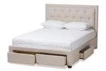 Baxton Studio Aurelie Light Beige Fabric Upholstered Storage Bed - Queen New. Price: $750.00.