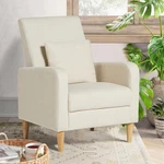 Colamy Sherpa Upholstered Accent Armchair With Pillow New. Price: $245.99.