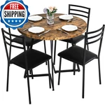 Vecelo Round Dining Set For 4 Wood Tabletop Heavy-duty Steel Frame New. Price: $274.30.