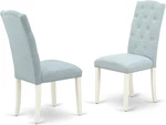 Celina Baby Blue Button Tufted Linen Dining Chairs - Set Of 2 New. Price: $270.99.