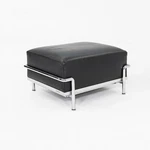 2010S Corbusier Jeanneret Perriand For Cassina LC2 Ottoman Black Leather Used. Price: $2500.00.