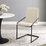 Modway Pitch Fabric Upholstered Dining Armchair Black Beige New. Price: $192.50.