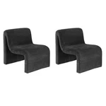 Pemberly Row Set Of 2 Upholstered Curved Armless Accent Chairs In Black New. Price: $857.87.