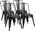 Set Of 4 Vintage Black Metal Dining Chairs - Stackable Industrial Style New. Price: $150.99.