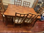 Lexington Dining Room Table Oak Parquet Style 6 Chairs 2 Inserts Used. Price: $450.00.