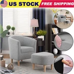 Modern Linen Fabric Arm Chair W/ Ottoman Accent Single Sofa Upholstered Us New. Price: $149.99.