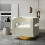 Jayden Creation Bettina Golden Base Ivory Comfy Velvet Arm Barrel Chair OS185 New. Price: $227.49.