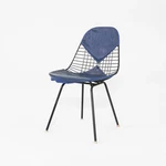 C. 1957 Herman Miller Eames Wire DKX-1 Black Steel With Bikini Pad Blue Used. Price: $700.00.