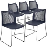 Stacking Chairs Set Of 5 Ergonomic Contoured Navy Hercules Flash Furniture Lobby New. Price: $369.99.
