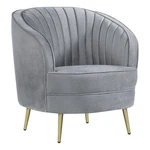 Benjara Enzo 31" Retro Accent Chair- Channel Tufted- Bucket Style Back- Gray New. Price: $499.99.
