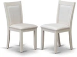 Cream Linen Parson Dining Chairs - Set Of 2, Wirebrushed White Finish New. Price: $267.99.