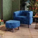 Accent Ottoman Modern Barrel Reading Velvet Blue HY007 Linsy Armchair Room New. Price: $259.99.