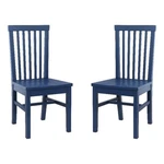 Linon Erwin Set Of Two High Slat Back Side Dining Chairs Navy Blue Rubberwood New. Price: $197.08.