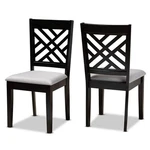 Set Of 2 Baxton Studio Caron Grey Upholstered Espresso Wood Dining Chairs New. Price: $153.99.