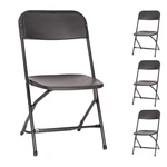 Black Plastic Folding Chairs 4 Pack Indoor Outdoor Event 650LB Extra Wide Used. Price: $69.99.