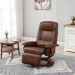Faux Leather Manual Recliner With Swivel Wood Base, Brown New. Price: $264.99.