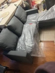 Jummico Convertible Sectional Sofa Couch, Fabric, 3 Seats, Removable Ottoman, D Open. Price: $150.00.