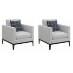 Pemberly Row Set Of 2 Upholstered Track Arm Accent Chairs In Light Gray New. Price: $912.88.